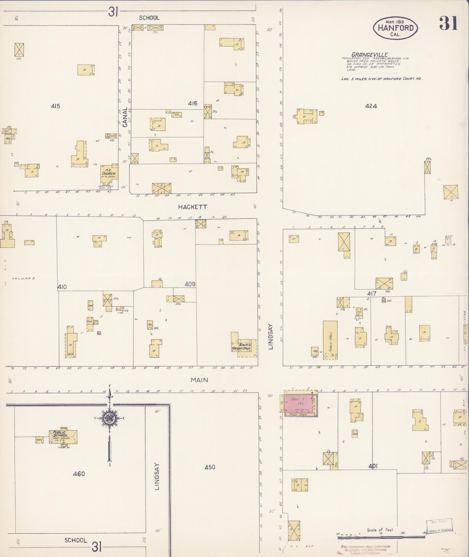Sanborn Fire Insurance Map from Hanford, Kings County, California (1913), Sheet #0031 - Historic Sanborn Fire Insurance Map Print, vintage old map wall art, antique decor, genealogy gift, California California map