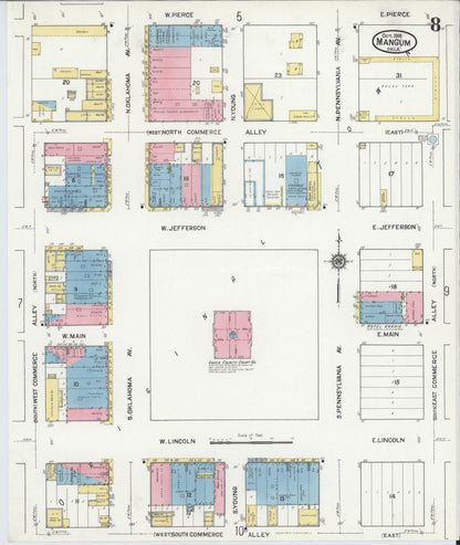 Sanborn Fire Insurance Map from Mangum, Greer County, Oklahoma (1916), Sheet #0008 - Complete Map Set gallery image, historic Sanborn map, vintage wall art, Oklahoma Oklahoma