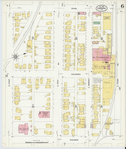Sanborn Fire Insurance Map from Corning, Steuben County, New York (1908), Sheet #0006 - Complete Map Set gallery image, historic Sanborn map, vintage wall art, New York New York