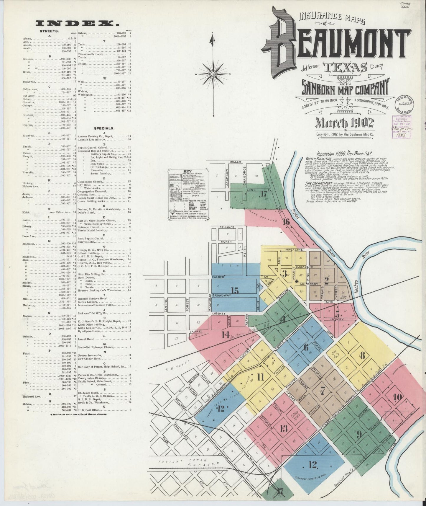 Sanborn Fire Insurance Map from Beaumont, Jefferson County, Texas. (1902) – Historic Sanborn Fire Insurance Map Print