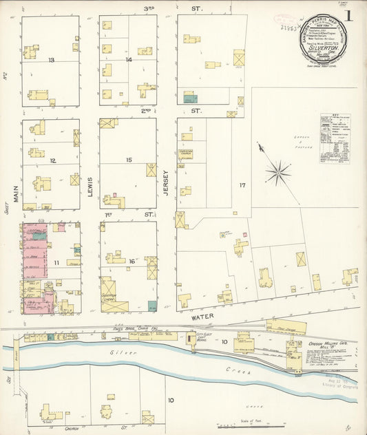 Sanborn Fire Insurance Map from Silverton, Marion County, Oregon (1892), Sheet #0001 - Historic Sanborn Fire Insurance Map Print, vintage old map wall art, antique decor, genealogy gift, Oregon Oregon map