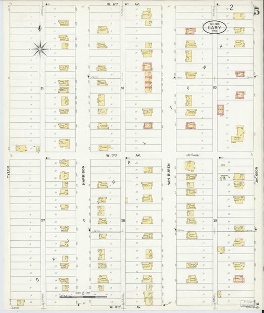 Sanborn Fire Insurance Map from Gary, Lake County, Indiana (1908), Sheet #0005 - Historic Sanborn Fire Insurance Map Print, vintage old map wall art, antique decor, genealogy gift, Indiana Indiana map