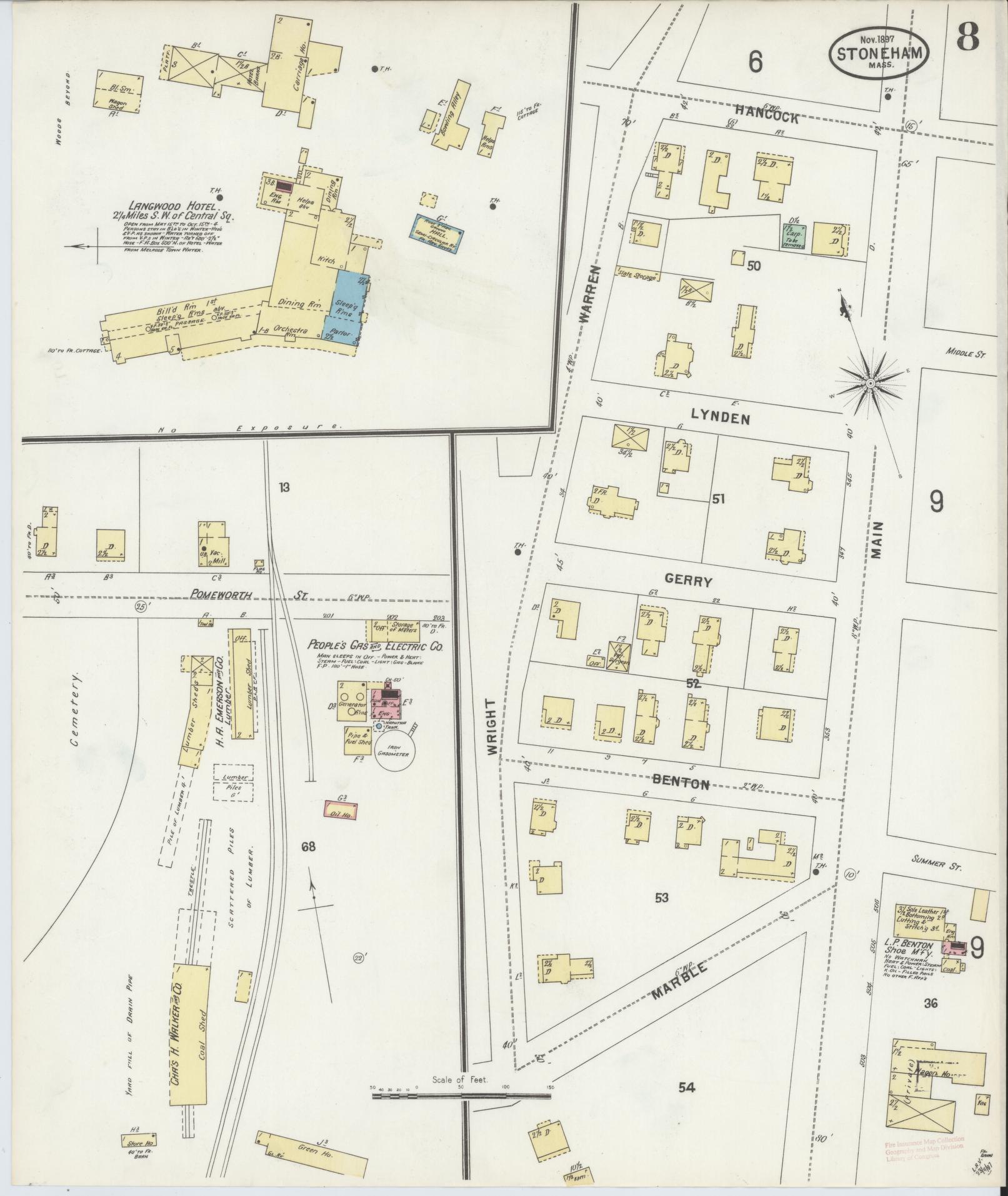 Sanborn Fire Insurance Map from Stoneham, Middlesex County, Massachusetts (1897), Sheet #0008 - Complete Map Set gallery image, historic Sanborn map, vintage wall art, Massachusetts Massachusetts