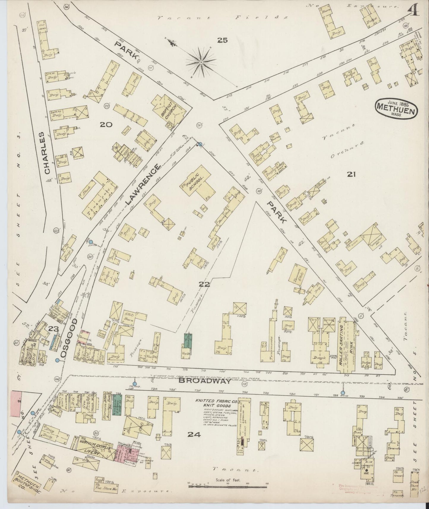 Sanborn Fire Insurance Map from Methuen, Essex County, Massachusetts (1885), Sheet #0004 - Complete Map Set gallery image, historic Sanborn map, vintage wall art, Massachusetts Massachusetts