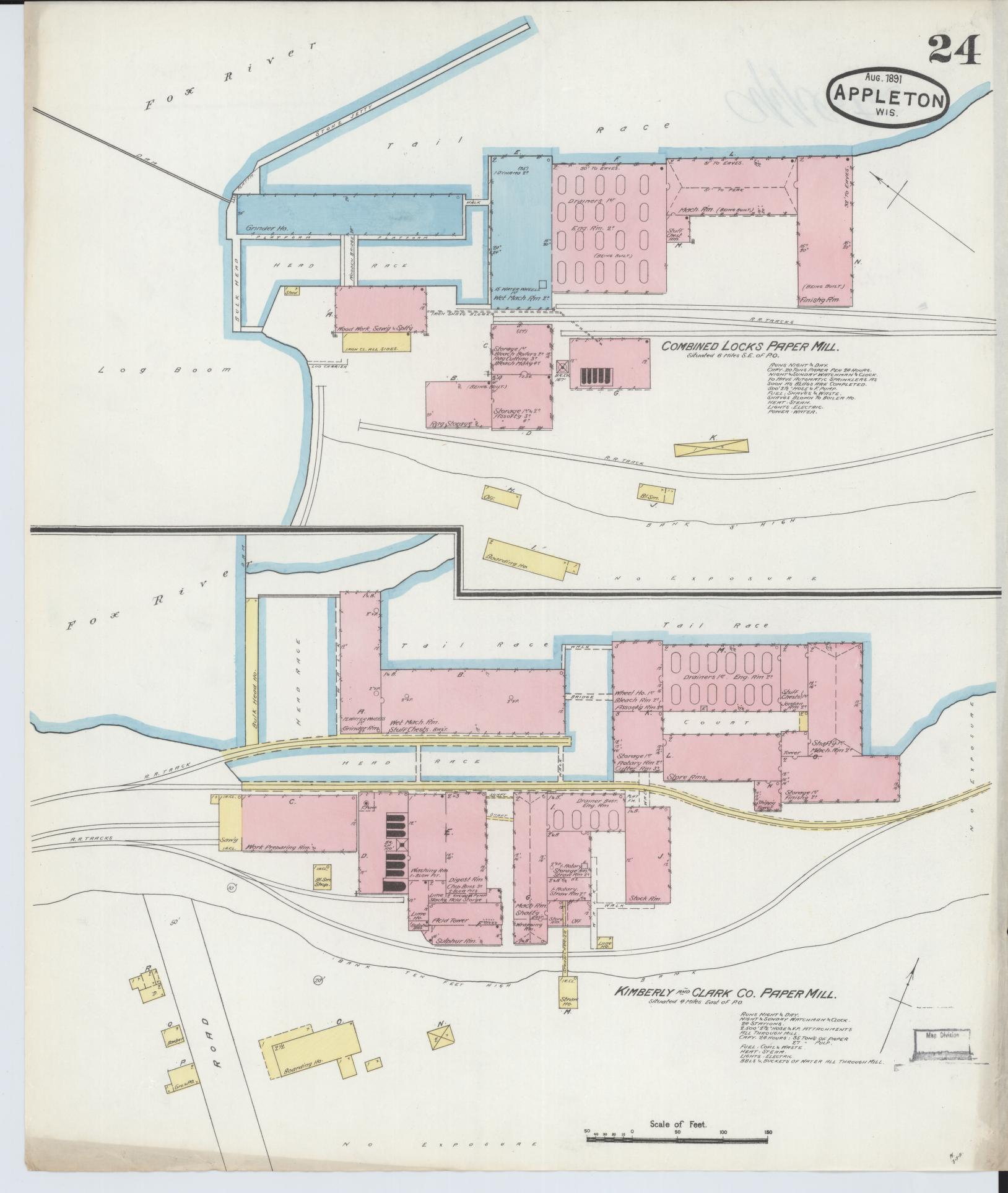 Sanborn Fire Insurance Map from Appleton, Outagamie County, Wisconsin (1891), Sheet #0024 - Historic Sanborn Fire Insurance Map Print, vintage old map wall art, antique decor, genealogy gift, Wisconsin Wisconsin map