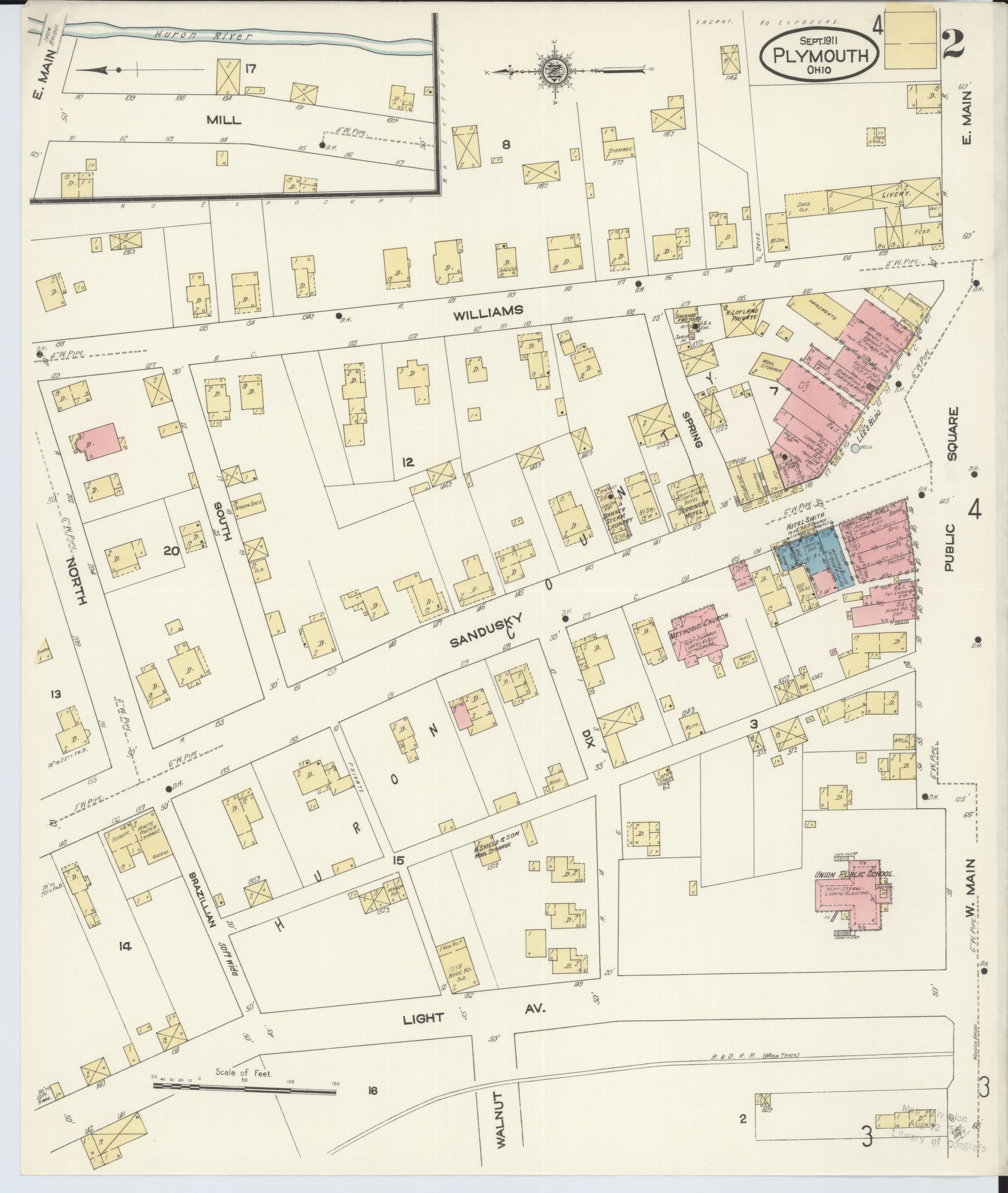 Sanborn Fire Insurance Map from Plymouth, Huron And Richland Counties, Ohio (1911), Sheet #0002 - Historic Sanborn Fire Insurance Map Print, vintage old map wall art, antique decor, genealogy gift, Ohio Ohio map
