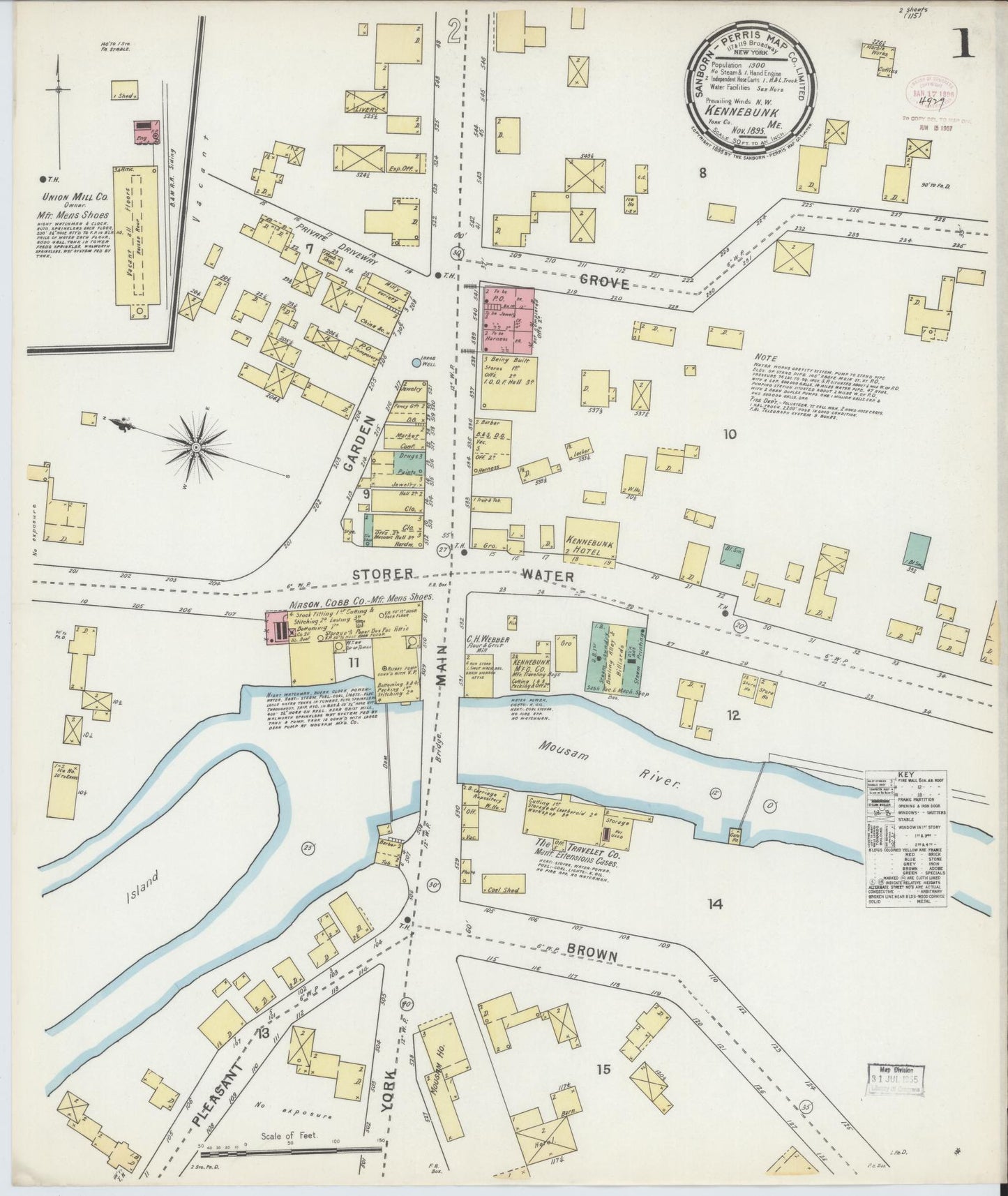 Sanborn Fire Insurance Map from Kennebunk, York County, Maine. (1895) – Historic Sanborn Fire Insurance Map Print