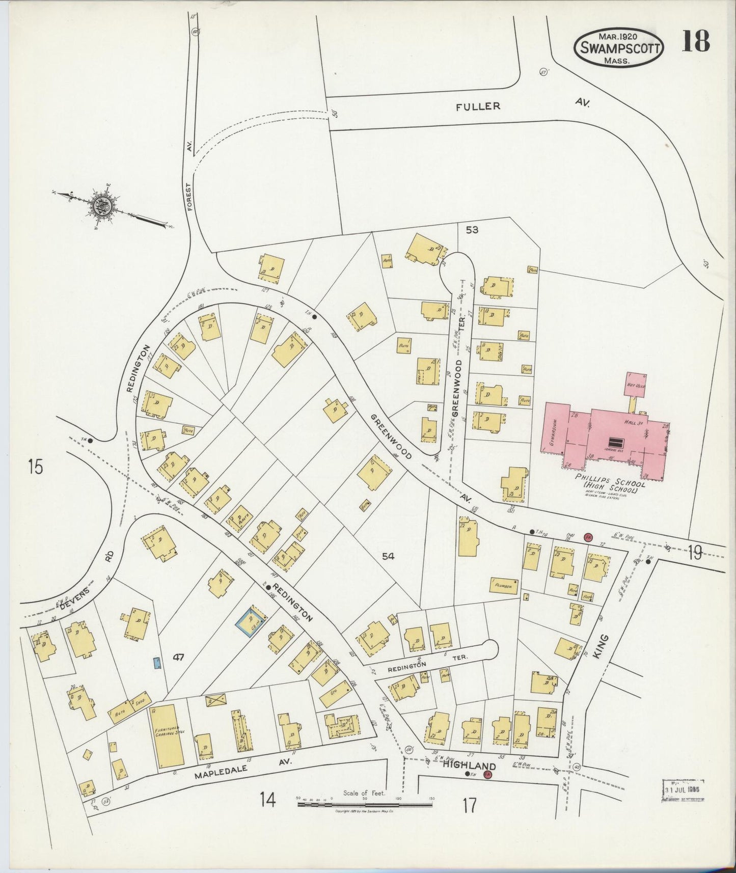 Sanborn Fire Insurance Map from Swampscott, Essex County, Massachusetts (1920), Sheet #0018 - Complete Map Set gallery image, historic Sanborn map, vintage wall art, Massachusetts Massachusetts