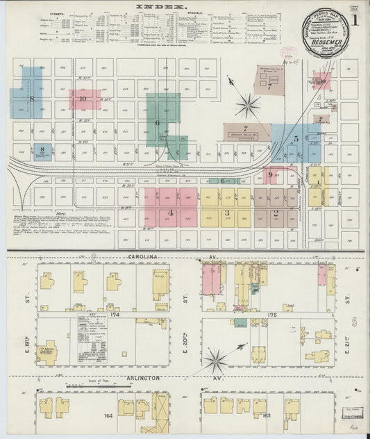 Sanborn Fire Insurance Map from Bessemer, Jefferson County, Alabama. (1895) – Historic Sanborn Fire Insurance Map Print