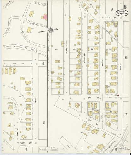 Sanborn Fire Insurance Map from Franklin, Venango County, Pennsylvania (1912), Sheet #0008 - Historic Sanborn Fire Insurance Map Print, vintage old map wall art, antique decor, genealogy gift, Pennsylvania Pennsylvania map