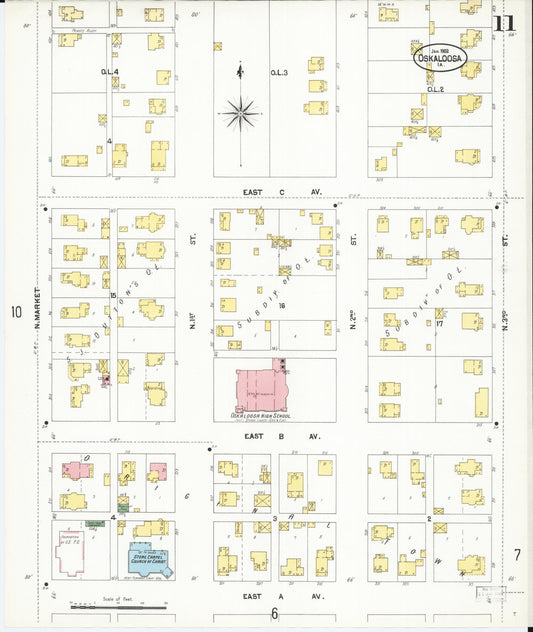 Sanborn Fire Insurance Map from Oskaloosa, Mahaska County, Iowa (1902), Sheet #0011 - Historic Sanborn Fire Insurance Map Print, vintage old map wall art