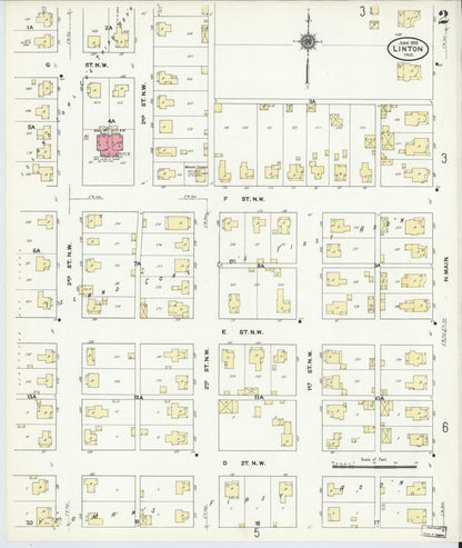 Sanborn Fire Insurance Map from Linton, Greene County, Indiana (1910), Sheet #0002 - Complete Map Set gallery image, historic Sanborn map, vintage wall art, Indiana Indiana