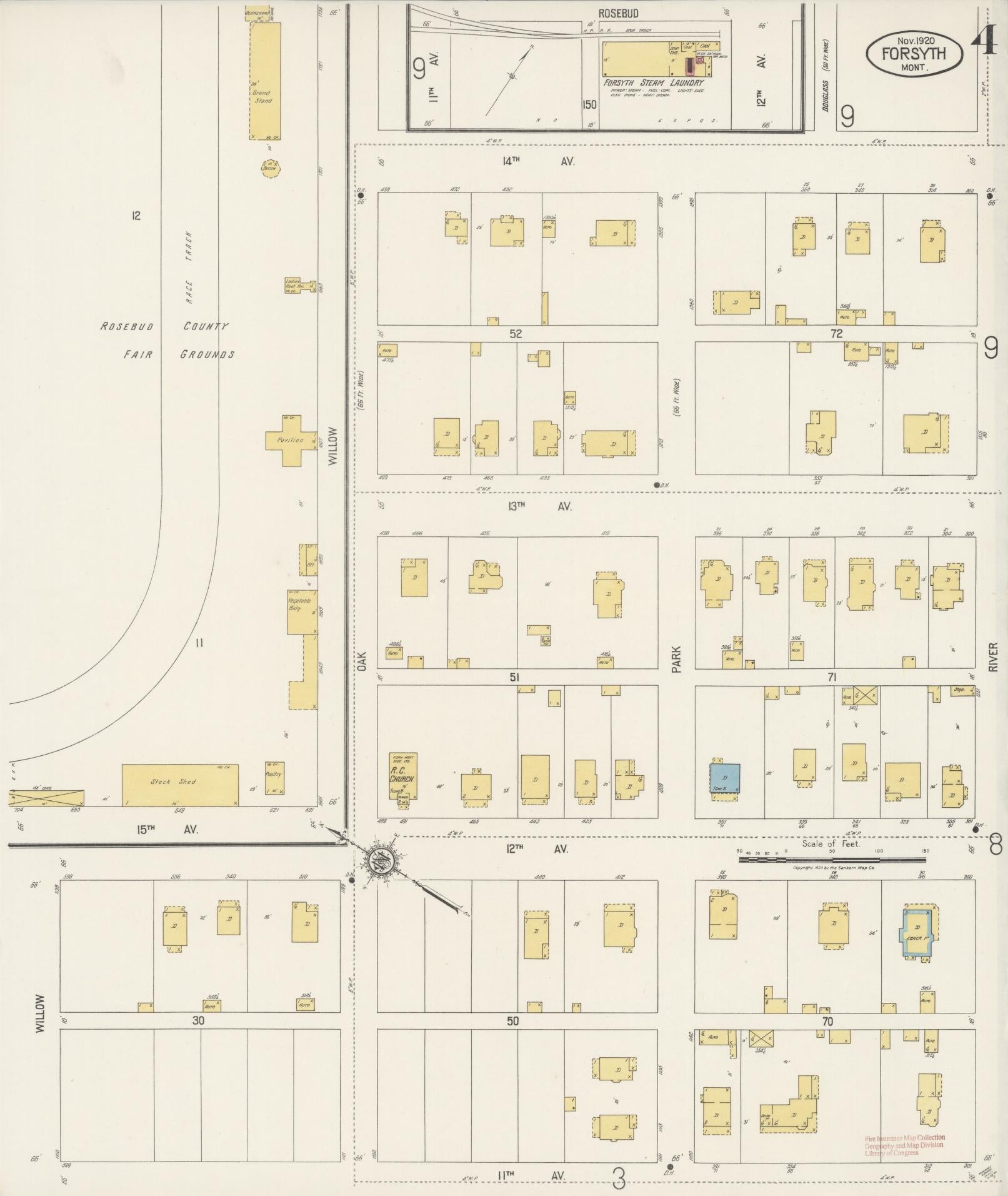 Sanborn Fire Insurance Map from Forsyth, Rosebud County, Montana (1920), Sheet #0004 - Historic Sanborn Fire Insurance Map Print, vintage old map wall art, antique decor, genealogy gift, Montana Montana map