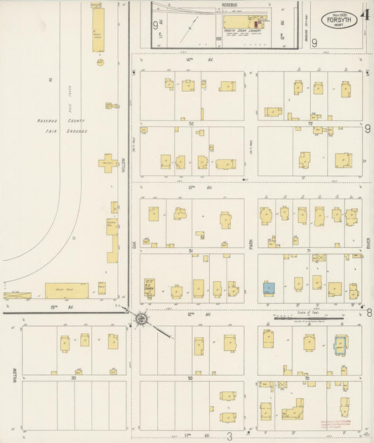 Sanborn Fire Insurance Map from Forsyth, Rosebud County, Montana (1920), Sheet #0004 - Historic Sanborn Fire Insurance Map Print, vintage old map wall art, antique decor, genealogy gift, Montana Montana map