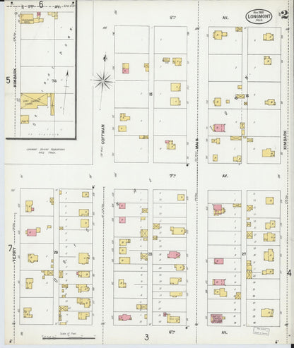 Sanborn Fire Insurance Map from Longmont, Boulder County, Colorado (1900), Sheet #0002 - Complete Map Set gallery image, historic Sanborn map, vintage wall art, Colorado Colorado
