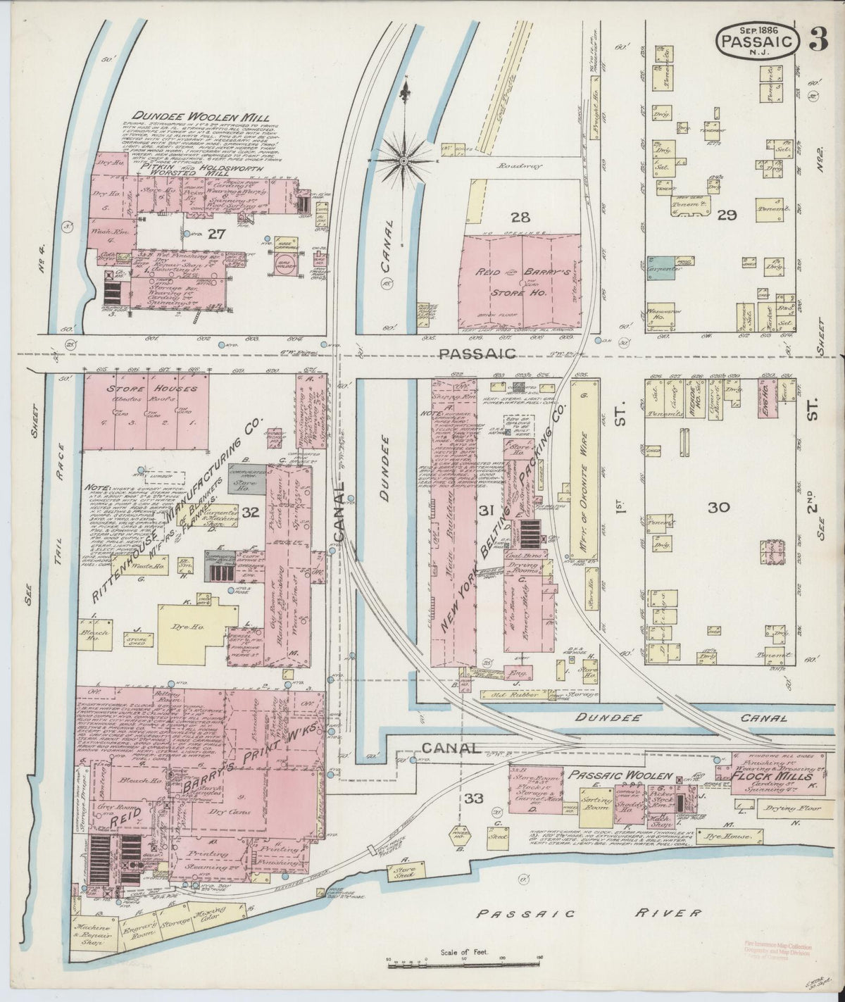 Sanborn Fire Insurance Map from Passaic, Passaic County, New Jersey (1886), Sheet #0002 - Complete Map Set gallery image, historic Sanborn map, vintage wall art, New Jersey New Jersey