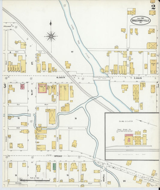 Sanborn Fire Insurance Map from Brockway, Jefferson County, Pennsylvania (1904), Sheet #0002 - Historic Sanborn Fire Insurance Map Print, vintage old map wall art, antique decor, genealogy gift, Pennsylvania Pennsylvania map