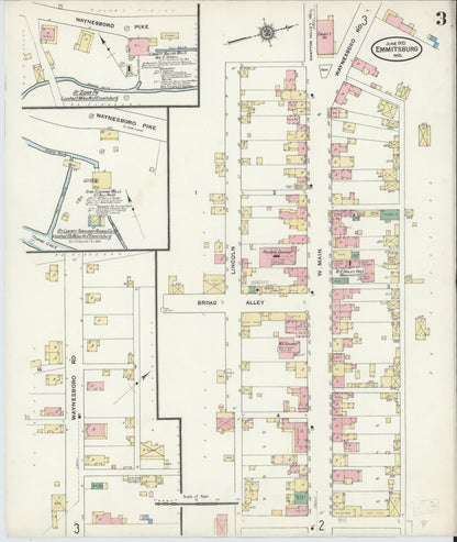 Sanborn Fire Insurance Map from Emmittsburg, Frederick County, Maryland (1910), Sheet #0003 - Complete Map Set gallery image, historic Sanborn map, vintage wall art, Maryland Maryland