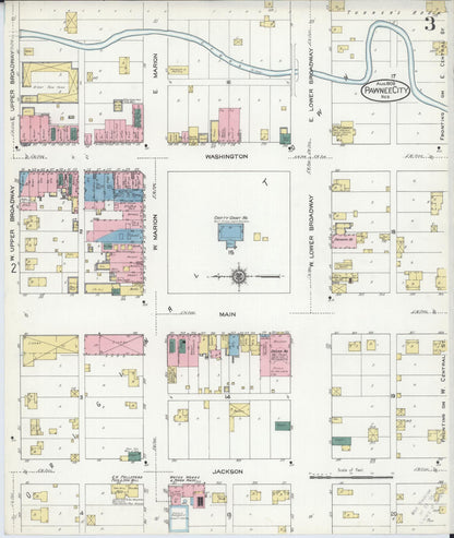 Sanborn Fire Insurance Map from Pawnee City, Pawnee County, Nebraska (1909), Sheet #0003 - Complete Map Set gallery image, historic Sanborn map, vintage wall art, Nebraska Nebraska