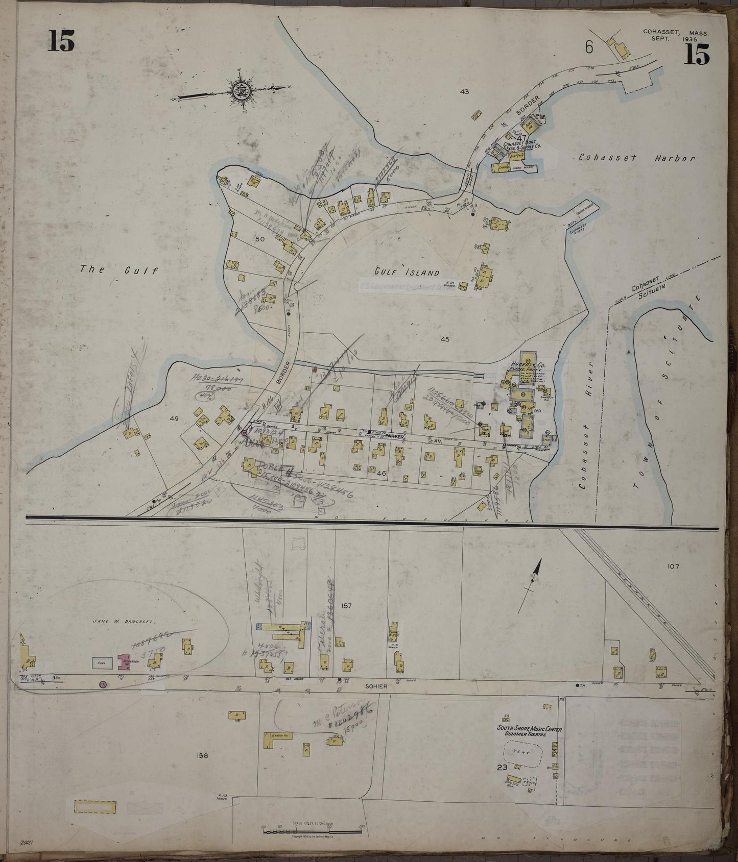 Sanborn Fire Insurance Map from Cohasset, Norfolk County, Massachusetts (1952), Sheet #0015 - Complete Map Set gallery image, historic Sanborn map, vintage wall art, Massachusetts Massachusetts