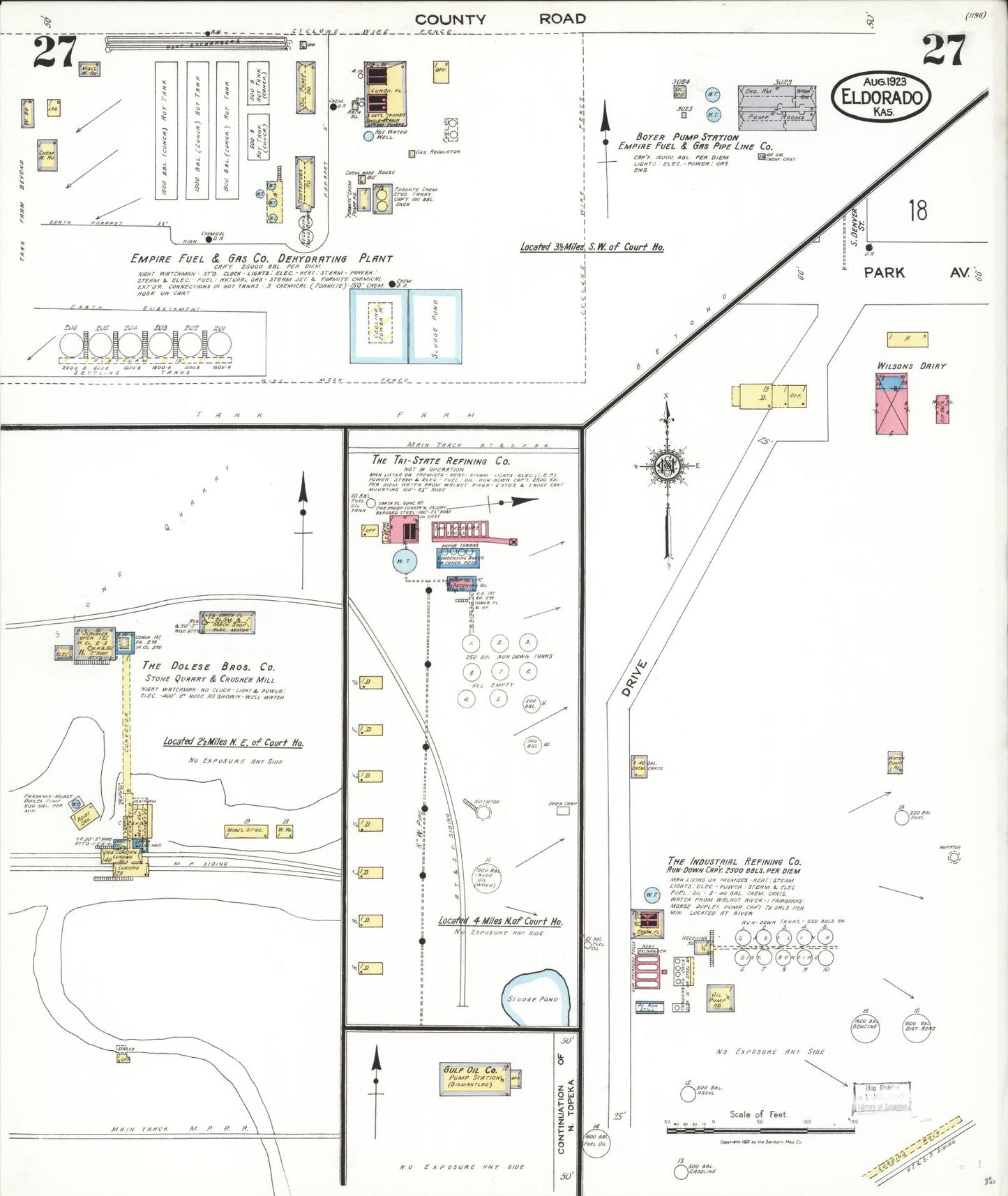 Sanborn Fire Insurance Map from El Dorado, Butler County, Kansas (1923), Sheet #0027 - Complete Map Set gallery image, historic Sanborn map, vintage wall art, Kansas Kansas