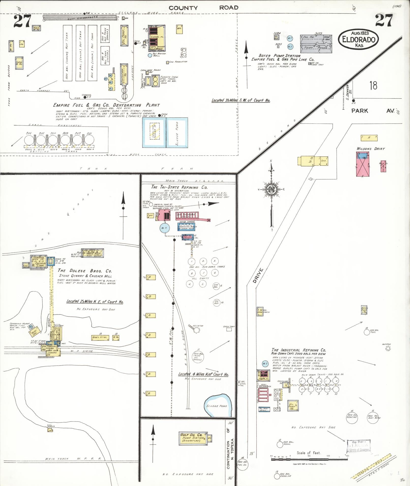 Sanborn Fire Insurance Map from El Dorado, Butler County, Kansas (1923), Sheet #0027 - Complete Map Set gallery image, historic Sanborn map, vintage wall art, Kansas Kansas
