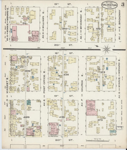 Sanborn Fire Insurance Map from Galveston, Galveston County, Texas (1885), Sheet #0003 - Complete Map Set gallery image, historic Sanborn map, vintage wall art, Texas Texas