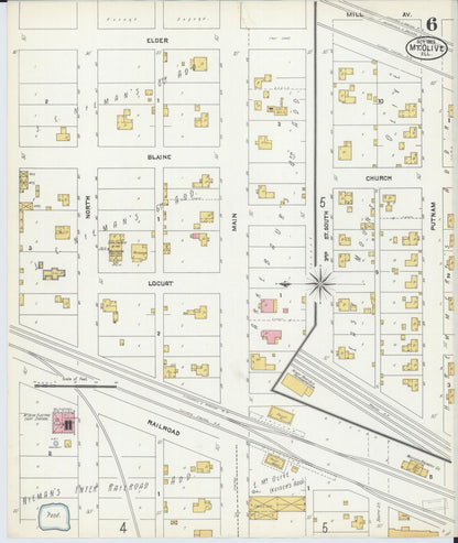 Sanborn Fire Insurance Map from Mount Olive, Macoupin County, Illinois (1905), Sheet #0006 - Complete Map Set gallery image, historic Sanborn map, vintage wall art, Illinois Illinois