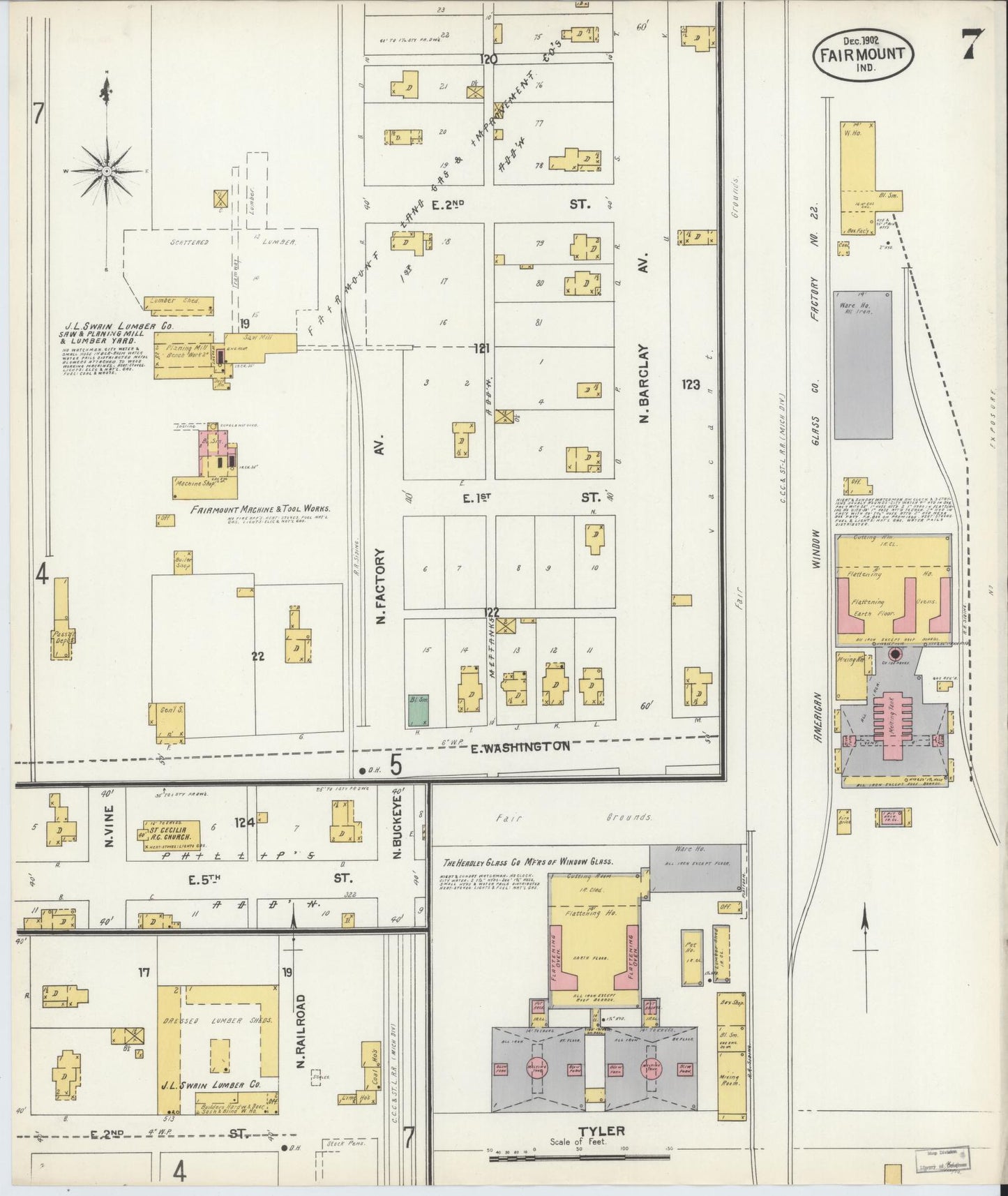 Sanborn Fire Insurance Map from Fairmount, Grant County, Indiana (1902), Sheet #0007 - Complete Map Set gallery image, historic Sanborn map, vintage wall art, Indiana Indiana