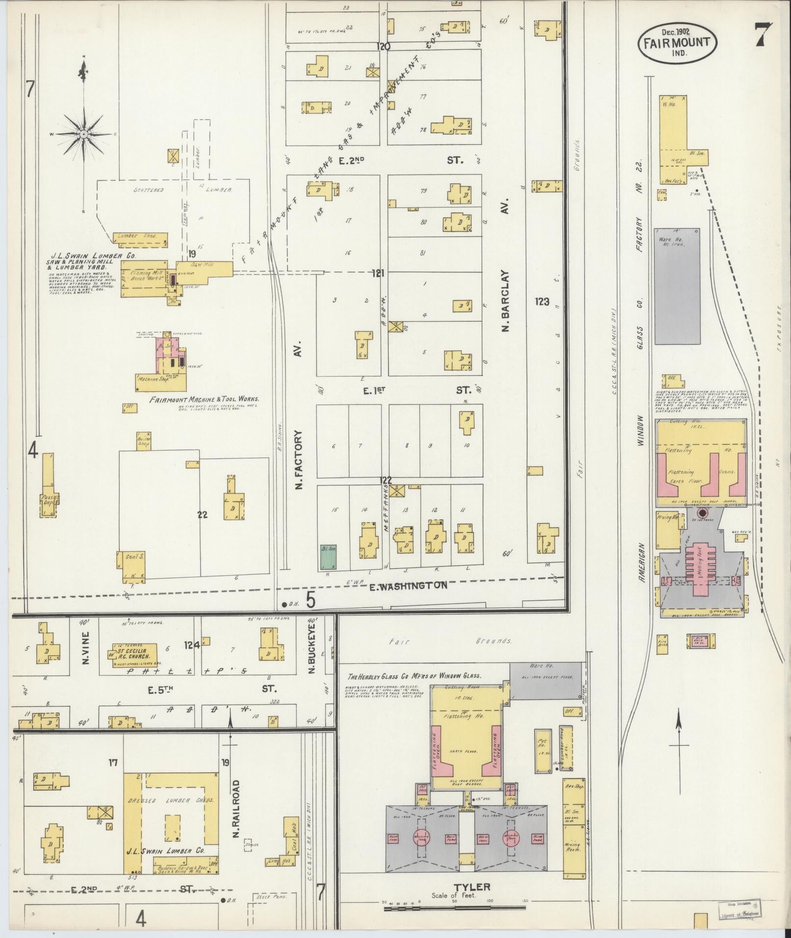 Sanborn Fire Insurance Map from Fairmount, Grant County, Indiana (1902), Sheet #0007 - Complete Map Set gallery image, historic Sanborn map, vintage wall art, Indiana Indiana