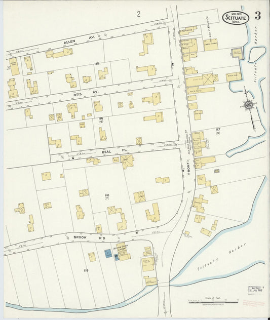 Sanborn Fire Insurance Map from Scituate, Plymouth County, Massachusetts (1918), Sheet #0003 - Historic Sanborn Fire Insurance Map Print, vintage old map wall art, antique decor, genealogy gift, Massachusetts Massachusetts map