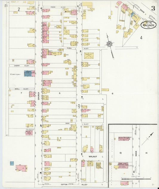 Sanborn Fire Insurance Map from Macungie, Lehigh County, Pennsylvania (1911), Sheet #0003 - Historic Sanborn Fire Insurance Map Print, vintage old map wall art, antique decor, genealogy gift, Pennsylvania Pennsylvania map