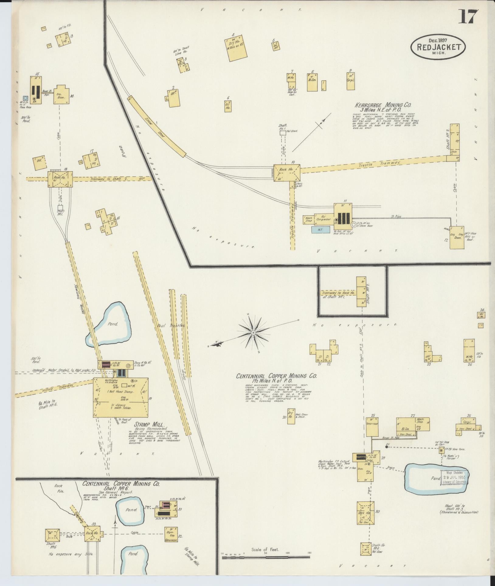 Sanborn Fire Insurance Map from Red Jacket, Houghton County, Michigan (1897), Sheet #0017 - Complete Map Set gallery image, historic Sanborn map, vintage wall art, Michigan Michigan