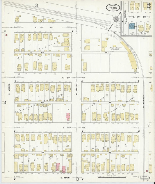 Sanborn Fire Insurance Map from Peru, Miami County, Indiana (1912), Sheet #0002 - Historic Sanborn Fire Insurance Map Print, vintage old map wall art, antique decor, genealogy gift, Indiana Indiana map