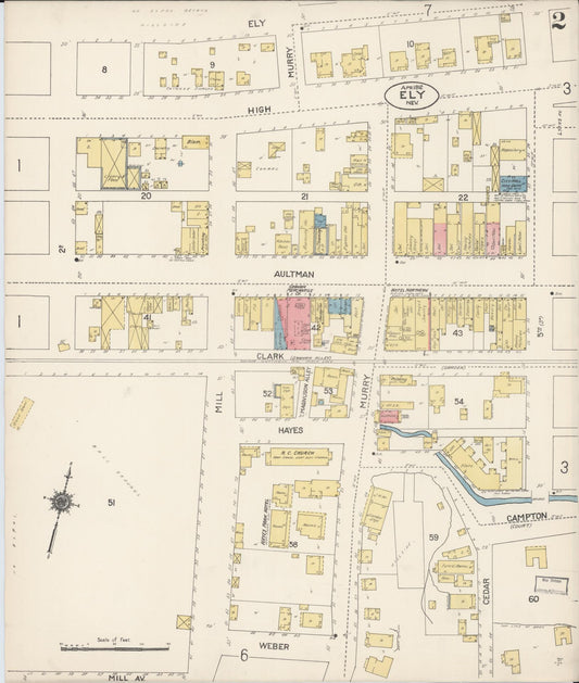 Sanborn Fire Insurance Map from Ely, White Pine County, Nevada (1912), Sheet #0002 - Historic Sanborn Fire Insurance Map Print, vintage old map wall art, antique decor, genealogy gift, Nevada Nevada map