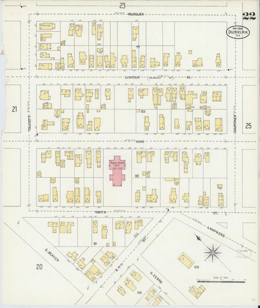 Sanborn Fire Insurance Map from Dunkirk, Chautauqua County, New York (1904), Sheet #0022 - Historic Sanborn Fire Insurance Map Print, vintage old map wall art, antique decor, genealogy gift, New York New York map