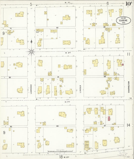 Sanborn Fire Insurance Map from Eugene, Lane County, Oregon (1902), Sheet #0010 - Historic Sanborn Fire Insurance Map Print, vintage old map wall art, antique decor, genealogy gift, Oregon Oregon map