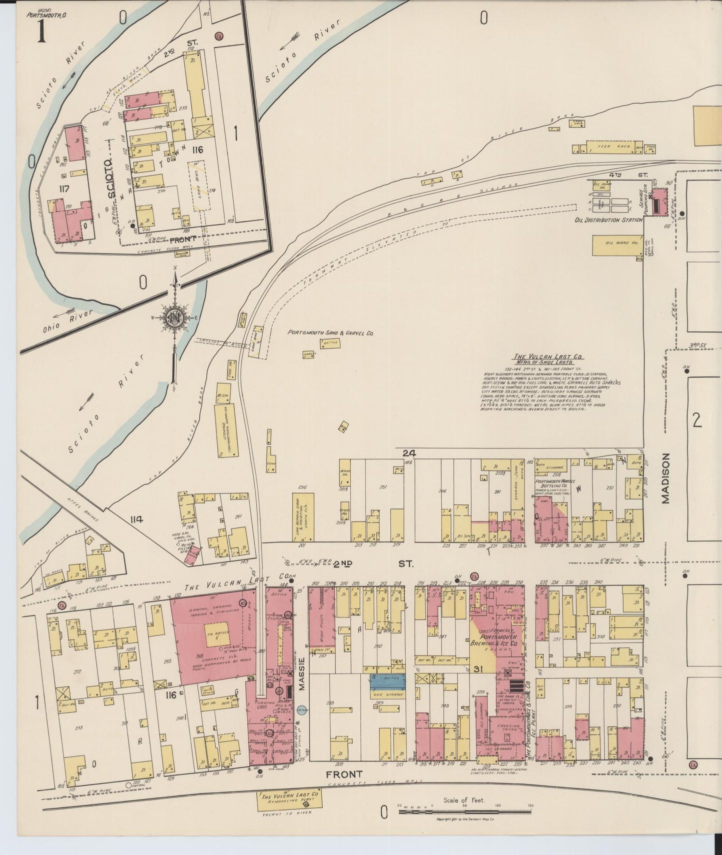 Sanborn Fire Insurance Map from Portsmouth, Scioto County, Ohio (1921), Sheet #0001 - Complete Map Set gallery image, historic Sanborn map, vintage wall art, Ohio Ohio