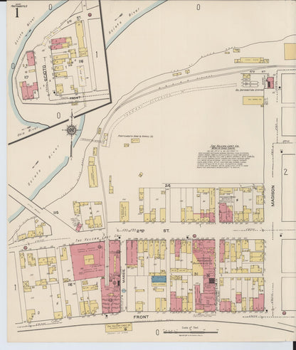 Sanborn Fire Insurance Map from Portsmouth, Scioto County, Ohio (1921), Sheet #0001 - Complete Map Set gallery image, historic Sanborn map, vintage wall art, Ohio Ohio
