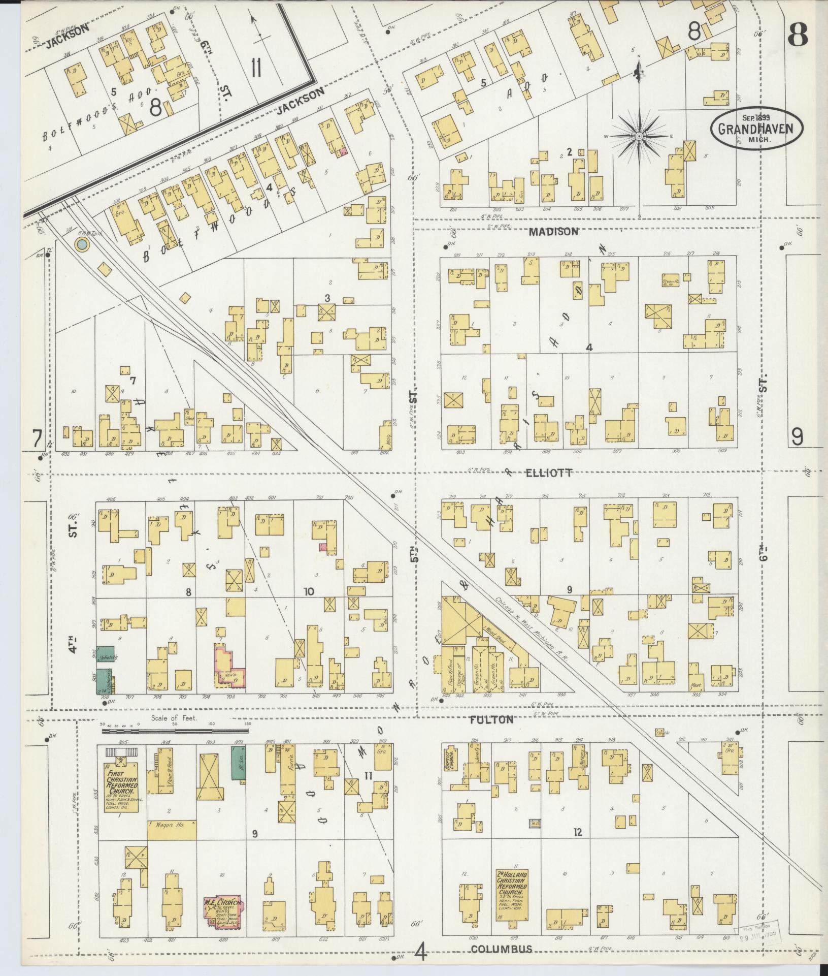 Sanborn Fire Insurance Map from Grand Haven, Ottawa County, Michigan (1899), Sheet #0008 - Complete Map Set gallery image, historic Sanborn map, vintage wall art, Michigan Michigan