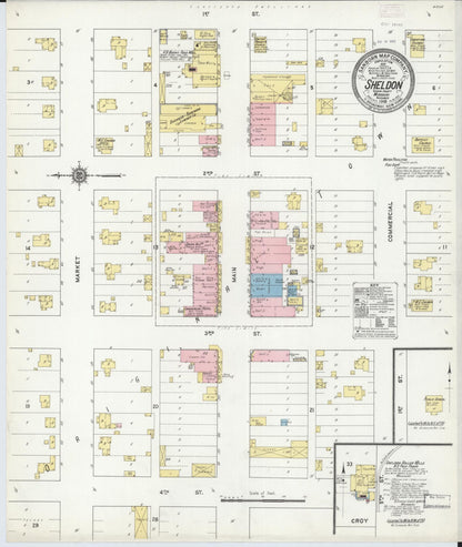 Sanborn Fire Insurance Map from Sheldon, Vernon County, Missouri (1910), Sheet #0001 - Historic Sanborn Fire Insurance Map Print, vintage old map wall art, antique decor, genealogy gift, Missouri Missouri map