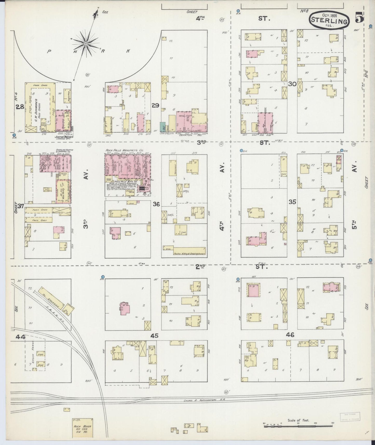 Sanborn Fire Insurance Map from Sterling, Whiteside County, Illinois (1891), Sheet #0005 - Complete Map Set gallery image, historic Sanborn map, vintage wall art, Illinois Illinois