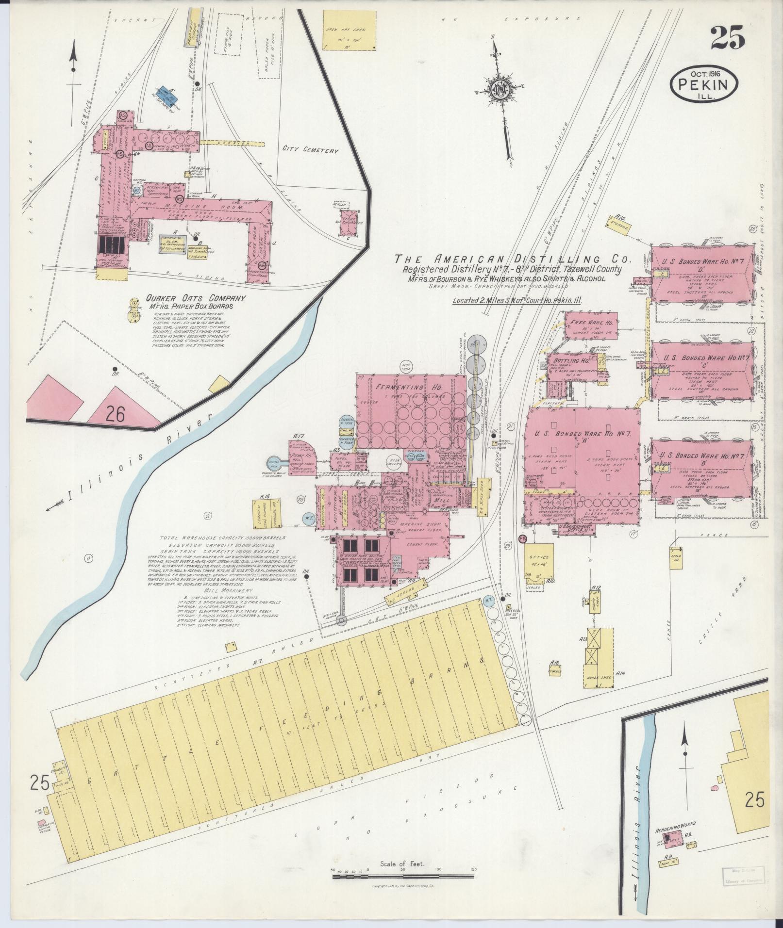 Sanborn Fire Insurance Map from Pekin, Tazewell County, Illinois (1916), Sheet #0025 - Complete Map Set gallery image, historic Sanborn map, vintage wall art, Illinois Illinois
