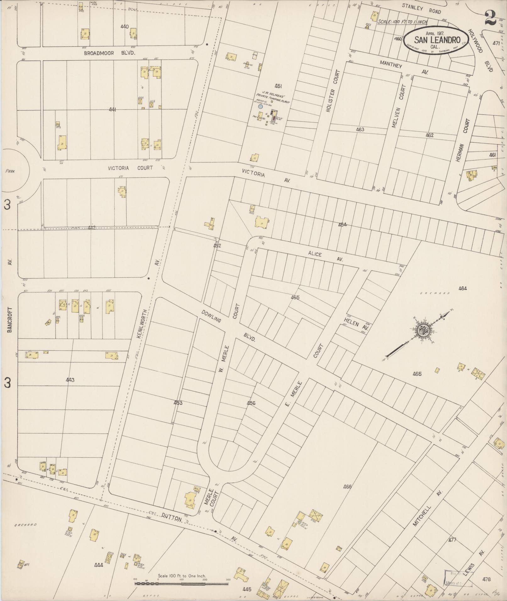 Sanborn Fire Insurance Map from San Leandro, Alameda County, California (1917), Sheet #0002 - Complete Map Set gallery image, historic Sanborn map, vintage wall art, California California