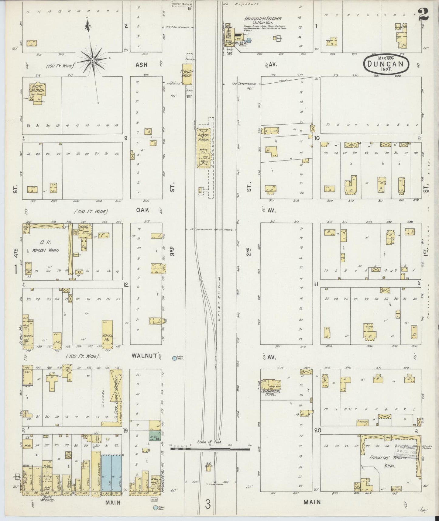 Sanborn Fire Insurance Map from Duncan, Stephens County, Oklahoma (1896), Sheet #0002 - Complete Map Set gallery image, historic Sanborn map, vintage wall art, Oklahoma Oklahoma