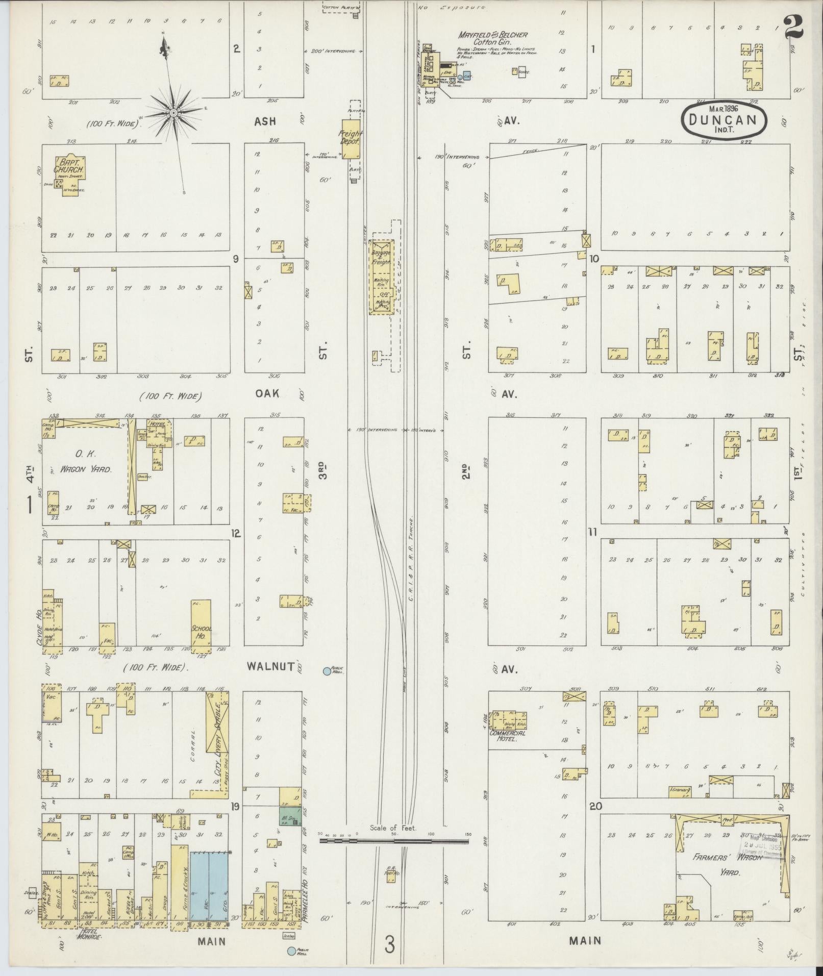 Sanborn Fire Insurance Map from Duncan, Stephens County, Oklahoma (1896), Sheet #0002 - Complete Map Set gallery image, historic Sanborn map, vintage wall art, Oklahoma Oklahoma
