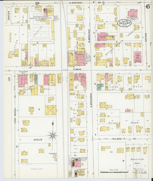 Sanborn Fire Insurance Map from Shelby, Richland County, Ohio (1904), Sheet #0006 - Historic Sanborn Fire Insurance Map Print, vintage old map wall art, antique decor, genealogy gift, Ohio Ohio map