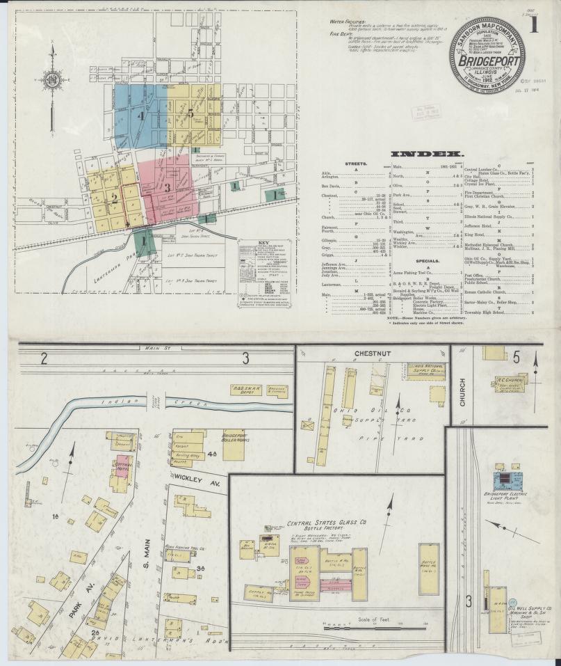 Sanborn Fire Insurance Map from Bridgeport, Lawrence County, Illinois. (1912) – Map View
