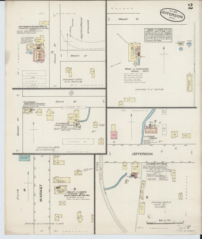 Sanborn Fire Insurance Map from Jefferson, Ashtabula County, Ohio (1884), Sheet #0002 - Historic Sanborn Fire Insurance Map Print, vintage old map wall art, antique decor, genealogy gift, Ohio Ohio map