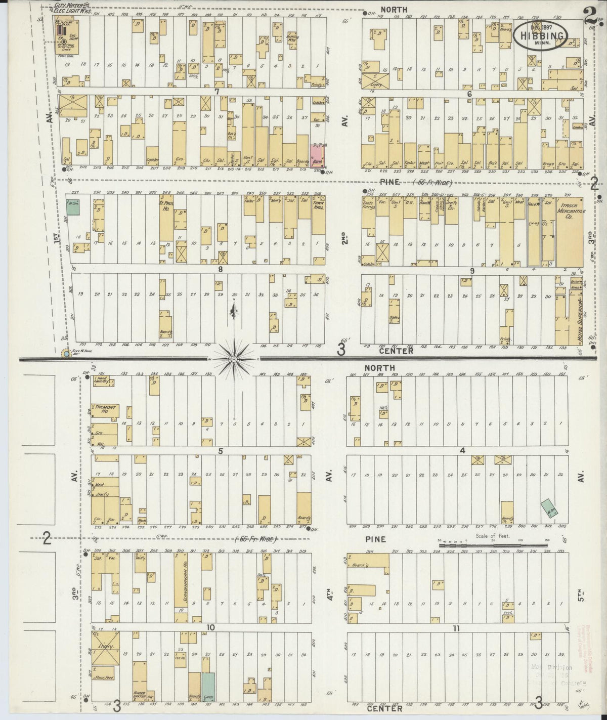 Sanborn Fire Insurance Map from Hibbing, Saint Louis County, Minnesota (1897), Sheet #0002 - Complete Map Set gallery image, historic Sanborn map, vintage wall art, Minnesota Minnesota